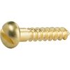 #1 x 3/8" Round Head Wood Screws, Solid Brass, Slotted Drive, Partially Threaded, Quantity 100