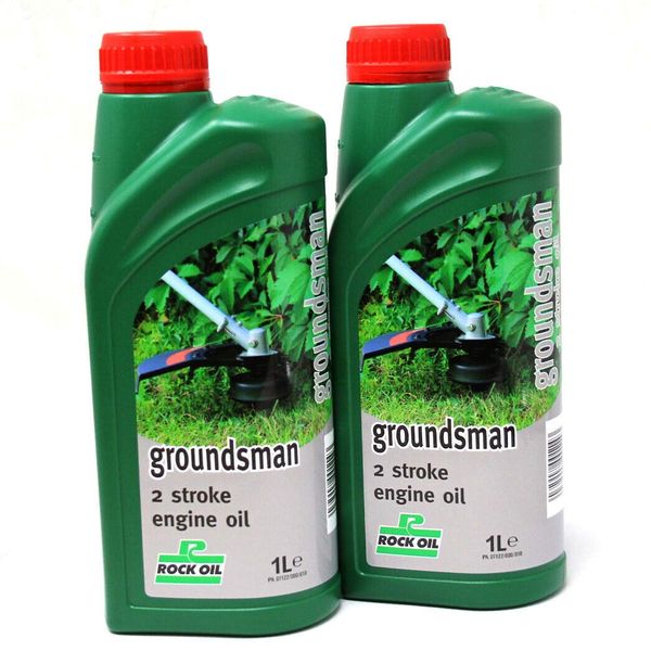 Rock Oil - 2 litres Groundsman 2 Stroke Engine Oil - Low Smoke Chainsaw Brushcutter - Two Stroke