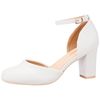 Liberty Doll 1172 Women's Round Toe Strap Separate Pumps, White, PU