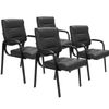 4 Pack Leather Guest Chair Black Waiting Room Office Desk Side Chairs Reception