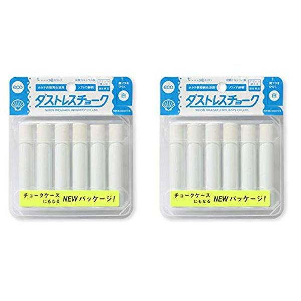 Rikagaku DCC-6-W Dustless Chalk, 2 Cases (12 Pieces), White