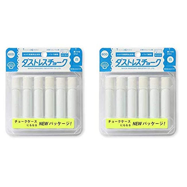 Rikagaku DCC-6-W Dustless Chalk, 2 Cases (12 Pieces), White