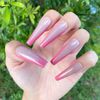 French Tip Nails - Long Coffin Press On Nails - Glue On False Set - 24 pcs Kit