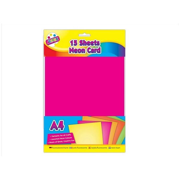 ART BOX 15 Sheets A4 Neon Card, 5013922068756