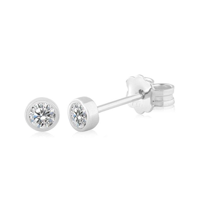 Titanium Bezel Earrings with 5 mm Swarovski Crystal - Hypoallergenic For Sensitive Ears (Clear Crystal)