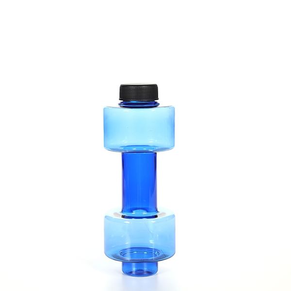 4 Color Dumbbell Cup Sports Water Bottle 550ml Leak Proof Portable Plastic Bottle Home Gym Unisex, 03 Blue