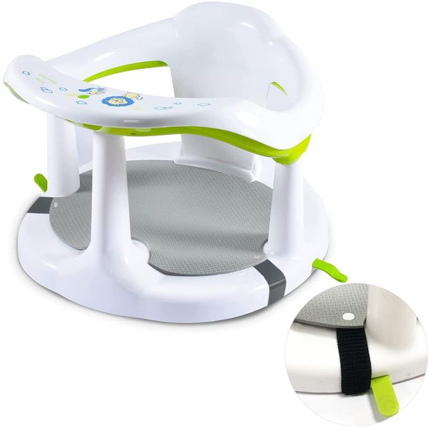 CAM2 Baby Bath Seat, Non-Slip Infants Bath tub Chair with Suction Cups for Stability, Newborn Gift, 6-18 Months (White)