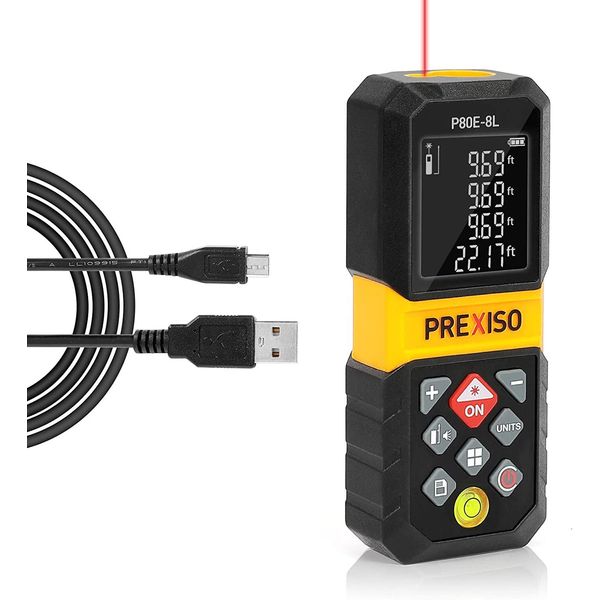 PREXISO Laser Measure 265Ft Rechargeable Laser Distance W/Backlit LCD Display US