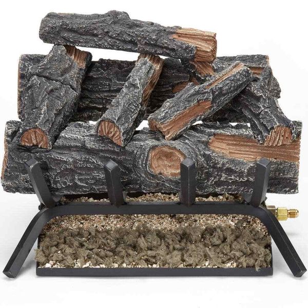 Hearthsense Vented Gas Fireplace Logs 14"H 45,000-Btu Match Light Mountain Oak