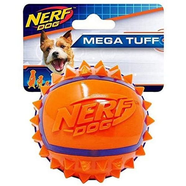 Nerf Dog TPR Spike Ball Dog Toy Thermoplastic Rubber 9 cm Blue/Orange