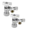 2 PCS 1/4-Turn Dual Compression Angle Stop Valves, 1/2" NOM (5/8" OD)x 3/8"x3/8"