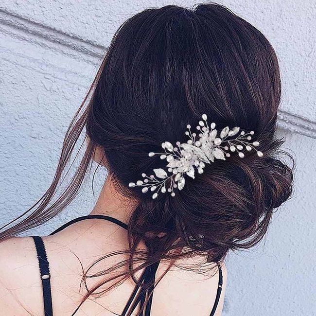 Zoestar Braut Hochzeit Schmetterling Haarkämme Silber Blume Kristall Kopfschmuck Braut Perle Strass Haarschmuck für Frauen und Mädchen