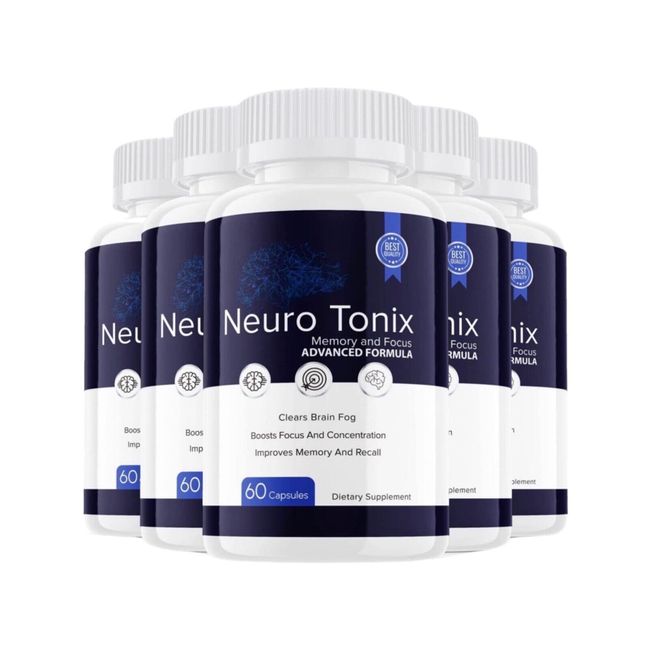 5-Pack NeuroTonix Brain Booster, Focus, Neuro Tonix, Memory,Clarity-300 Capsules