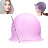 Reusable Silicone Hair Highlighting Cap - Salon Hair Dye Cap & Metal Hook Matting Tipping Hair Styling Tools(Purple)