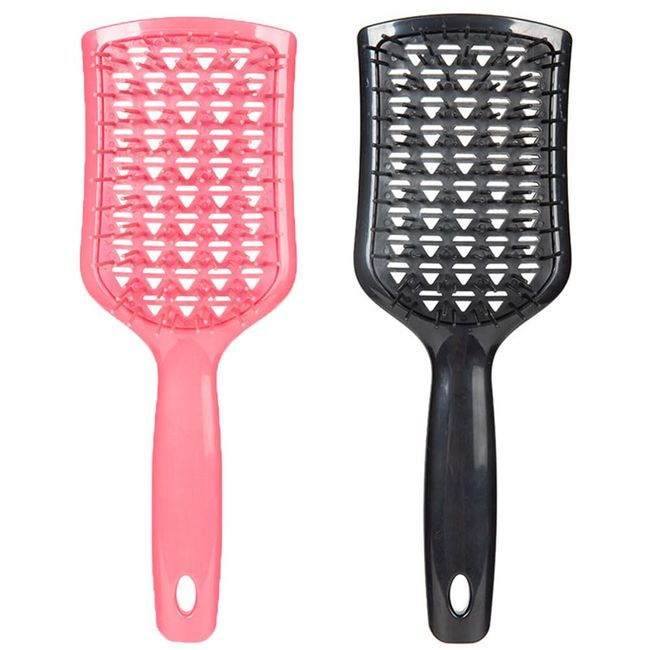 YRAKOZIN Vented Detangling Hair Brush, Anti-Static Hairbrush for All Hair Types - Long Thick Curly - Wet & Dry Use, Reduces Split Ends & Anti-Breakage (Pink + Black)