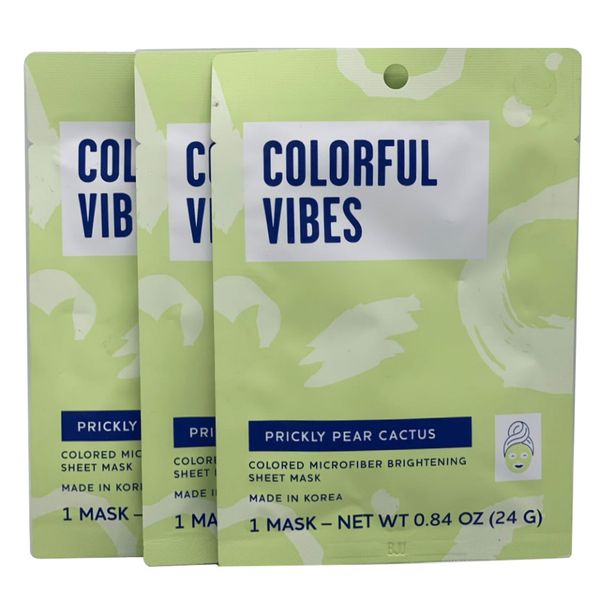 Colorful Vibes Prickly Pear Cactus Sheet Mask Green 3 ct