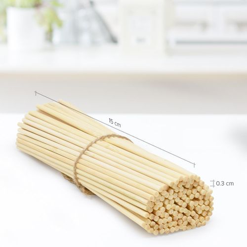 Joeji's Kitchen 120 Pack Bamboo Wooden Dowel Rods - Unfinished Natural Wooden Sticks for Crafts 15cm x 3mm