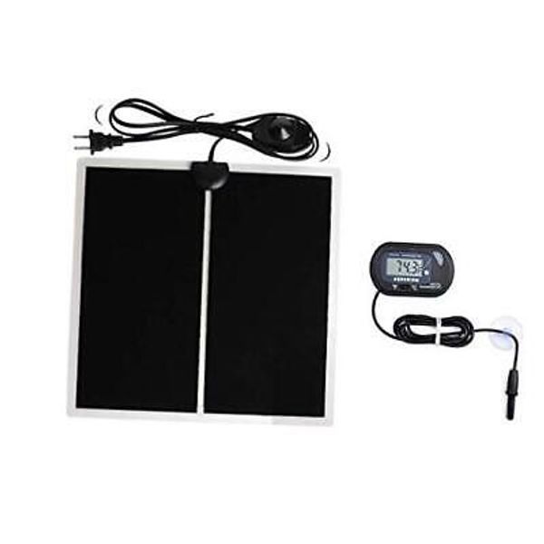 Reptile Terrarium Heat Pad with LCD Digital Aquarium Thermometer, 5W, 5.5*6 in