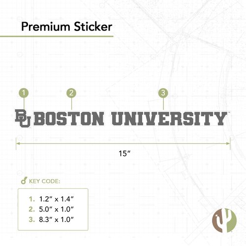 Desert Cactus Boston University Terriers BU Name Logo Vinyl Decal Laptop Water Bottle Car Scrapbook (15 Inch Sticker)