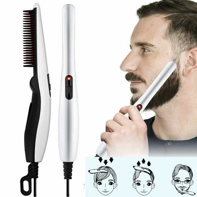 Beard Straightener Comb Quick Heated Brush Styler For Mens Pro Hair Electric