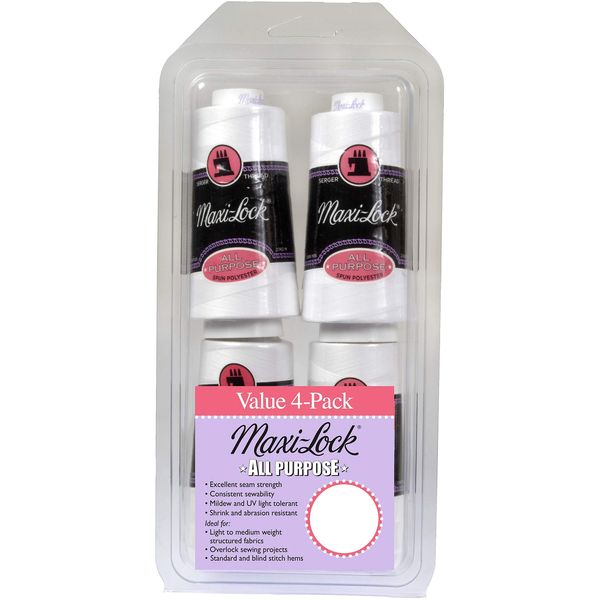 American & Efird Paper Maxi-Lock All Purpose Value Pack 4 per Package White, White