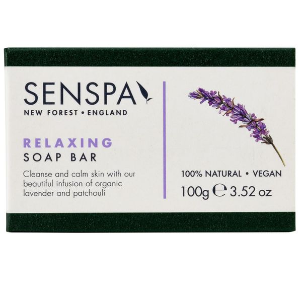 SenSpa Relaxing Lavender Soap Bar - 100g Vegan Hand & Body Soap, natural soap bar for Women & Men, Luxury Hand & Body Bathing Soaps with Organic Lavender, Starflower & Jasmine - Paraben Free