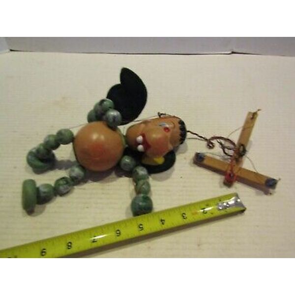 VINTAGE marionette puppet WOOD WOODEN HEAD PAINTED FACE DRAGON CHARACTER