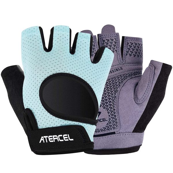 ATERCEL Weight Lifting Gloves Full Palm Protection, Workout Gloves for Gym, Cycling, Exercise, Breathable, Super Lightweight for Men and Women(Aqua, M)