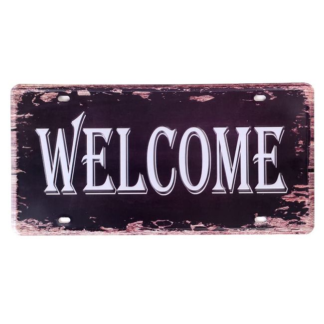 license plate antique tin retro plate vintage look pellforia welcome welcome