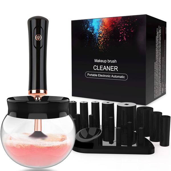 Premium Makeup Brush Cleaner Dryer Super-Fast Electric Brush Cleaner Machine Automatic Brush Cleaner Spinner Makeup Brush Tools (Black)