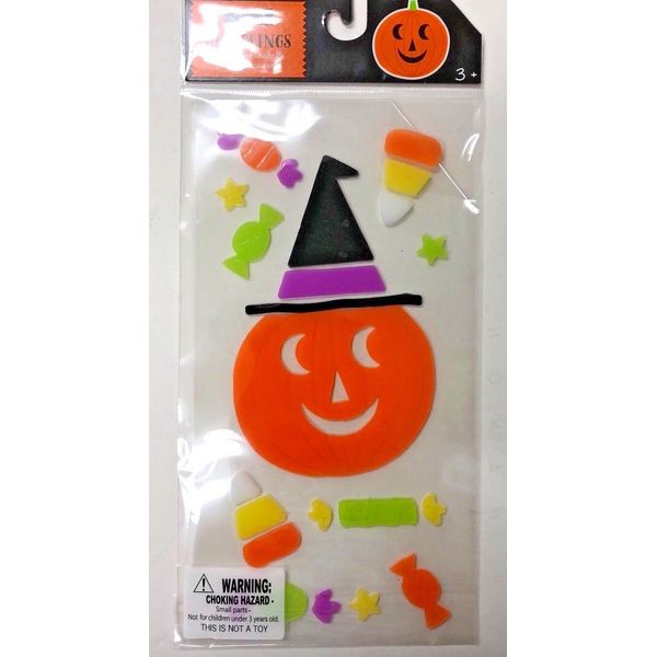 Halloween Jack o lantern Window Gel Stickers Cling Decor classroom candy