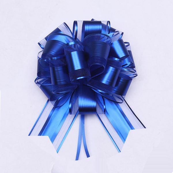 Große Geschenk Schleife,6 Stück Große Geschenkschleife mit Geschenkband, Ziehschleife ø 18cm,Riesen Schleife Geschenk, Große Pull Bow für Auto Dekor Hochzeit Geburtstag Weihnachten,Dekoschleifen,Blau