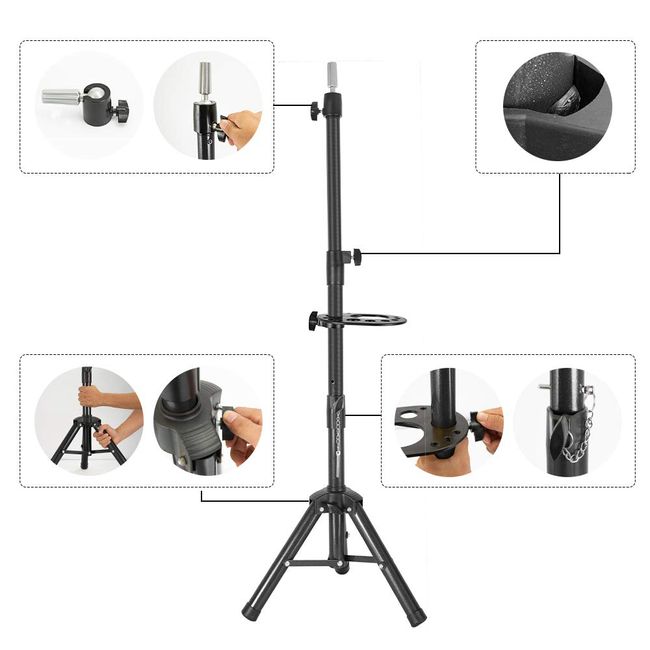 Adjustable Mannequin Head Tripod Stand with Tray