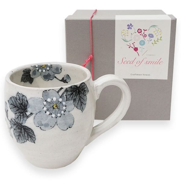 Birthday Gift Mug, Thin Ink Mug, Ceramic, Seto Ware, Boxed, Gift Wrapped, Gray