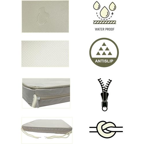 Seat Pads Set of 4 for Dining Chairs, Cream 40x40 cm Adjustable Kitchen, Office and Garden Chair with Ties Waterproof Non Slip Comfortable Cushions