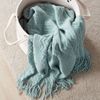 BOURINA Textured Solid Soft Sofa Throw Couch Cover Knitted Decorative Blanket,Aqua, 127x228cm