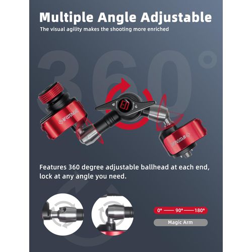 IFOOTAGE Magic Arm Spider Crab MA3-4, Quick Release Camera Arm Projector Mount, Payload 6KG, 1/4" and 3/8" Screw for Cameras/Monitor/Phone/Lights/Projector (7 inch)