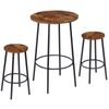 3 Piece Pub Dining Set Counter Height Bar Table and Chairs Easy Assembly Brown