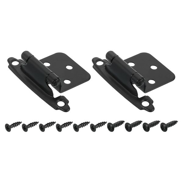 sourcing map Inset Hinges, 2Pcs 1/2" Overlay Semi-Concealed Face Mount Cabinet Hinges, Self-Closing, Black