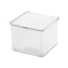 madesmart Bin with Lid-Stack Collection Stackable, Soft-Grip Lining and Non-Slip Feet, Small, Frost