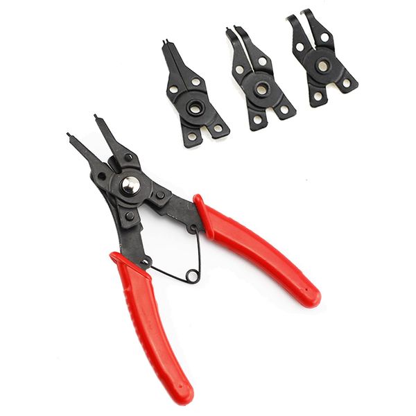 Snap Ring Pliers, Hosrnovo 4 In 1 C Clips Removal Retaining Set for Automotive and Engine Repair, Interchangeable Jaw Head 45 90 and 180 Degree Angled Jaws