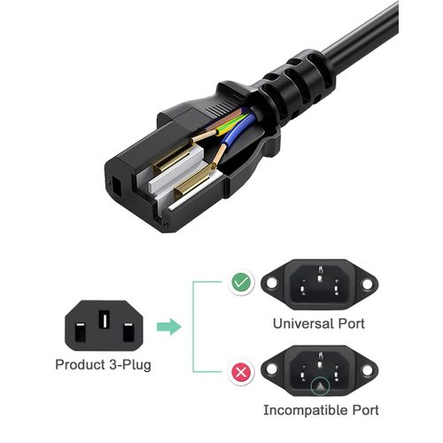 6 Ft Power Cord Cable for Dynex TV DX-26L150A11, DX-LCD32-09, DX-L42-10A. DX-32L150A11, DX-37L150A11, DX-40L261A12, DX-L42-10A DX-55L150A11, and More