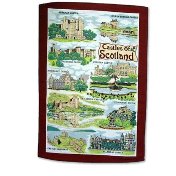 Castles of Scotland Tea Towel Scottish Souvenir Gift Balmoral Edinburgh Braemar Inverness