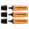 STABILO Boss Original Refillable Highlighter Pack of 3 - Chisel Tip 2-5 mm - Orange