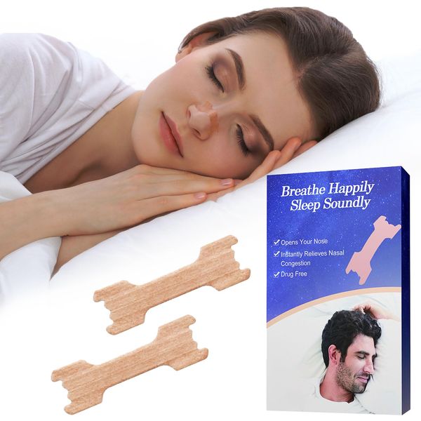 AWAVM 60pcs Physical Breathable Nose Tapes Anti Snoring Nasal Strips Effectively Prevent Snoring Relieve Nasal Congestion Improve Breathing Suitable for Sleep Sports Snoring Snoring Aids for Adult