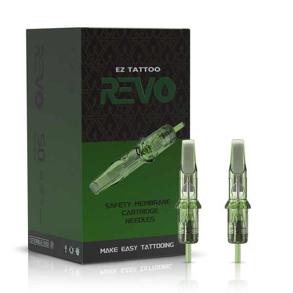 EZ Tattoo Cartridge Nadeln Assortiert - 50Stück #10 Gemischt (7RM 9RM 11RM 13RM 15RM) Bugpin Magnum Tattoo Nadeln für Tattoo Maschine und Tattoo Pen - REVO