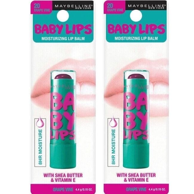 Pack of 2 Maybelline New York Baby Lips Moisturizing Lip Balm, Grape Vine 20