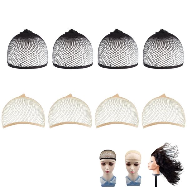 8 Pcs Wig Net Wig Caps to Hold Wig in Place Hair Net for Wigs Mesh Wig Cap Brown Wig Stand for Long Wigs Braid Wig Hair Nets Wave Cap Wig Accessories Hat with Wig