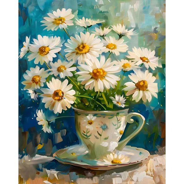 Paint by Numbers Kit for Adults Beginners, Daisy Flowers Adult Paint by Number Kits on Canvas, Flowers Easy Paint by Number Painting Kits for Home Decor Gift(16x20in)