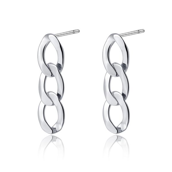 SLUYNZ 925 Sterling Silver Link Studs Earrings for Women Minimalist Studs Earrings Chain Link Studs